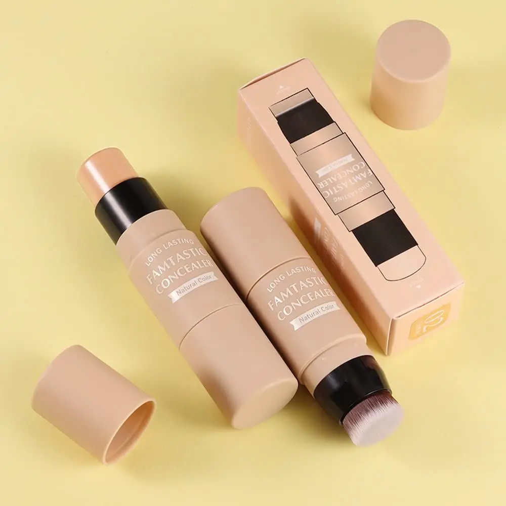 Creamy Concealer Stick Double Head Con Pennello Smoother Moisturizing Concealer Highlighter Stick Contour Trucco Neutro