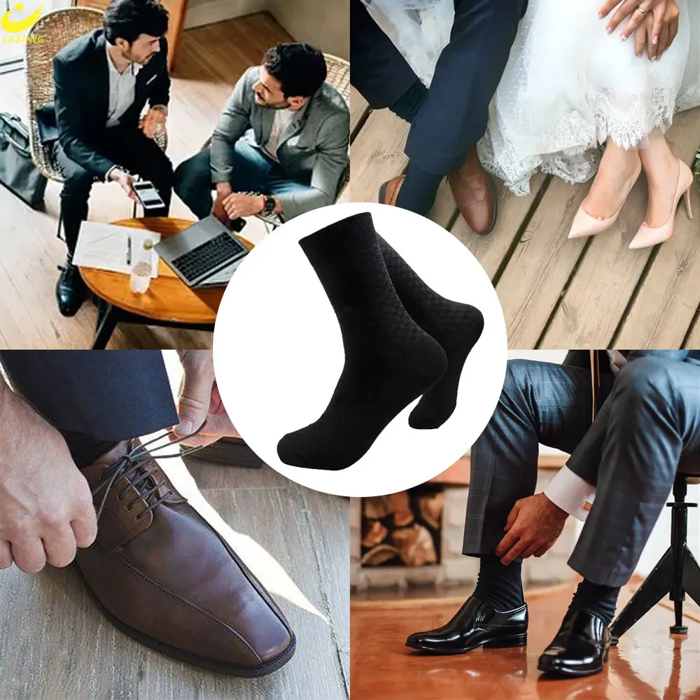 LAZAWG 5Pairs/lot Men's Cotton Socks New Style Winter for Male Socks Black Business Cotton Athletic Crew Socks Soft Breathable