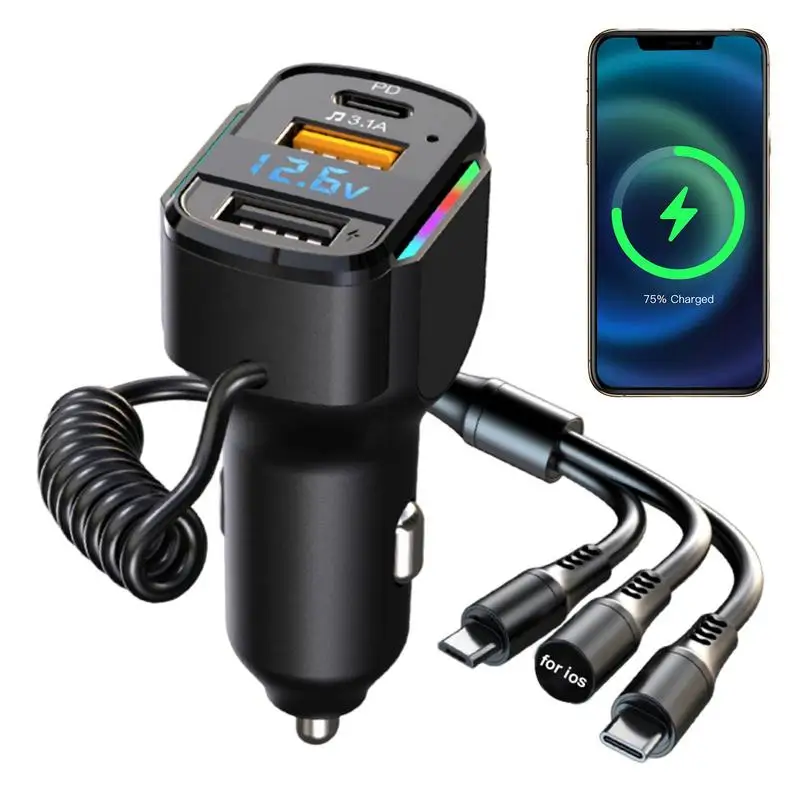 

USB Car Charger Adapter Dual-port USB PD Fast Charging Block Road Trip Essentials For Convertible SUV Rv Truck Travel Camper