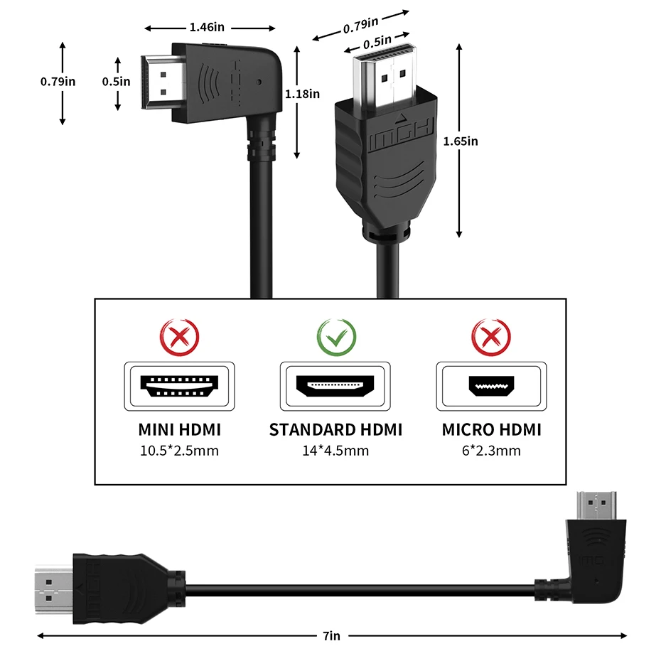 Cable de extensión 4K HDMI 2,0, Cable HDMI Ultra corto de 90 grados en  ángulo de 30CM de alta velocidad hasta 4KX2K/60Hz para PS4 pro Apple TV