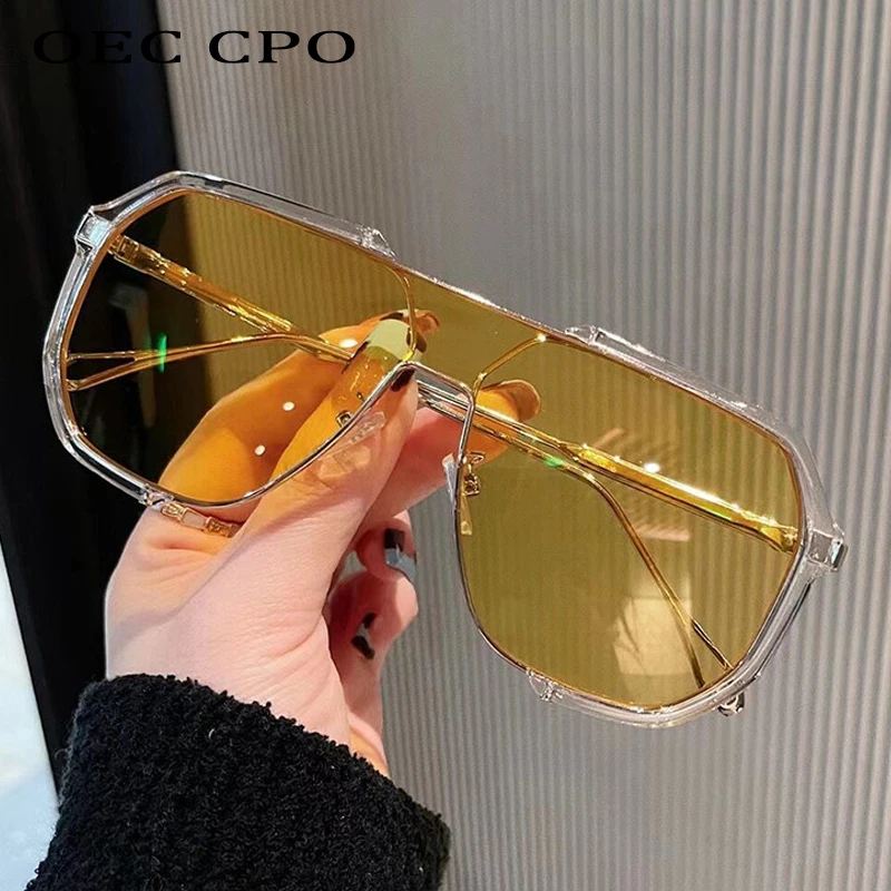 Tanio Ponadgabarytowe okulary przeciwsłoneczne damskie 2022 nowe unikalne jednoczęściowe okulary