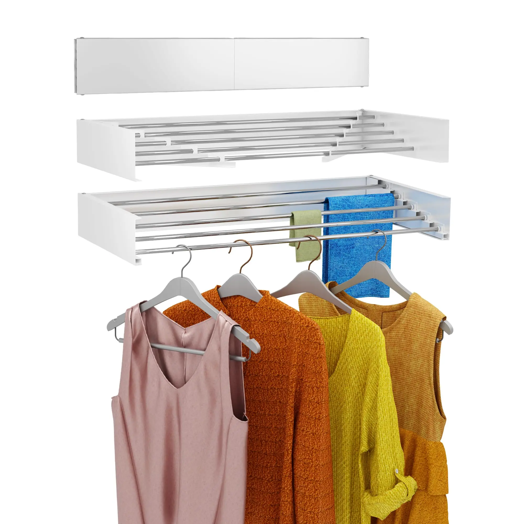 Stainless Steel Laundry Drying Rack, Collapsible Wall Mounted, Space Saving, Clothes Drying Rack, Foldable, 80cm 1