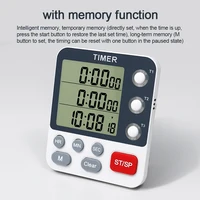 3 Channels Kitchen Timer 100 Hours Countdown Timer For Shower Study Stopwatch 3-Alarms Reminder Clock with Bracket/Magnet/Hole 2