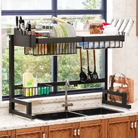 Over Sink Dish Drying Rack Snap-On Design Large Dish Drainer Storage24" - 35.5"(L) x 12"(W) x 19" - 22"(H) 1