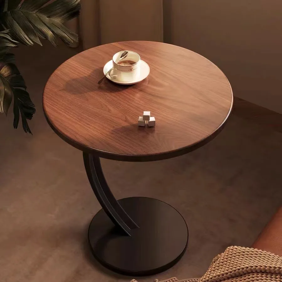 Mesa lateral redonda C em forma de mesa de café pequena, Mesa lateral do sofá, Mesa de canto, Mesa de cabeceira do quarto