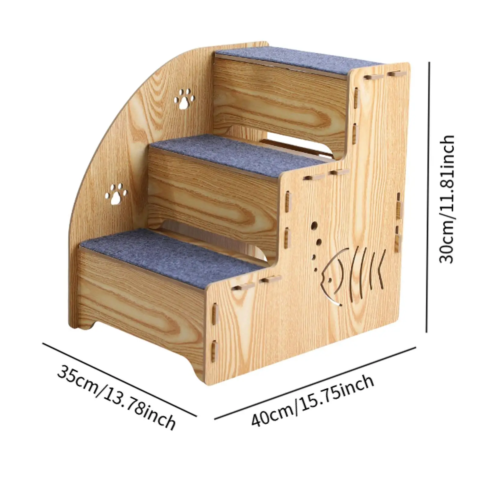 Wood Dog Stair Ladder 3 Steps Nonslip Supplies Dog Climbing Ladder Cat Stairs Pet Stairs Steps for Older Cats Indoor Car Bed