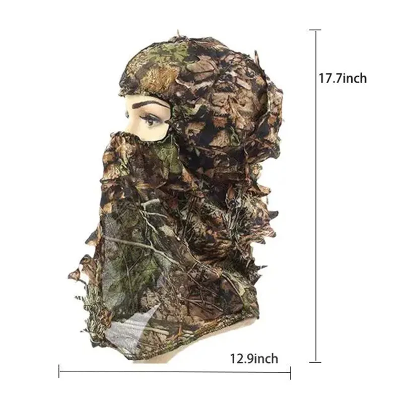 Tactical 3D Maple Leaf Style Camouflage Face Mask Hunting Hood Cap Head Ghillie Suits Airsoft Accessories Outdoor Sports Unisex