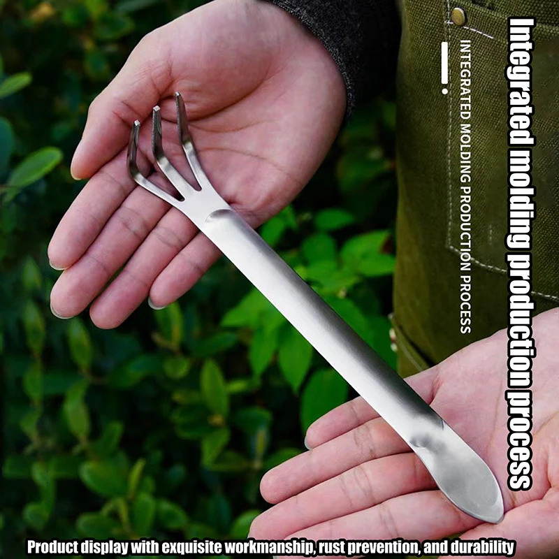 1Pc Stainless Steel Root Rake 3-Prong Loosen Soil Bonsai Turning Soil Tools Garden Handle Tool Bonsai Tree Ergonomic mini garden tools