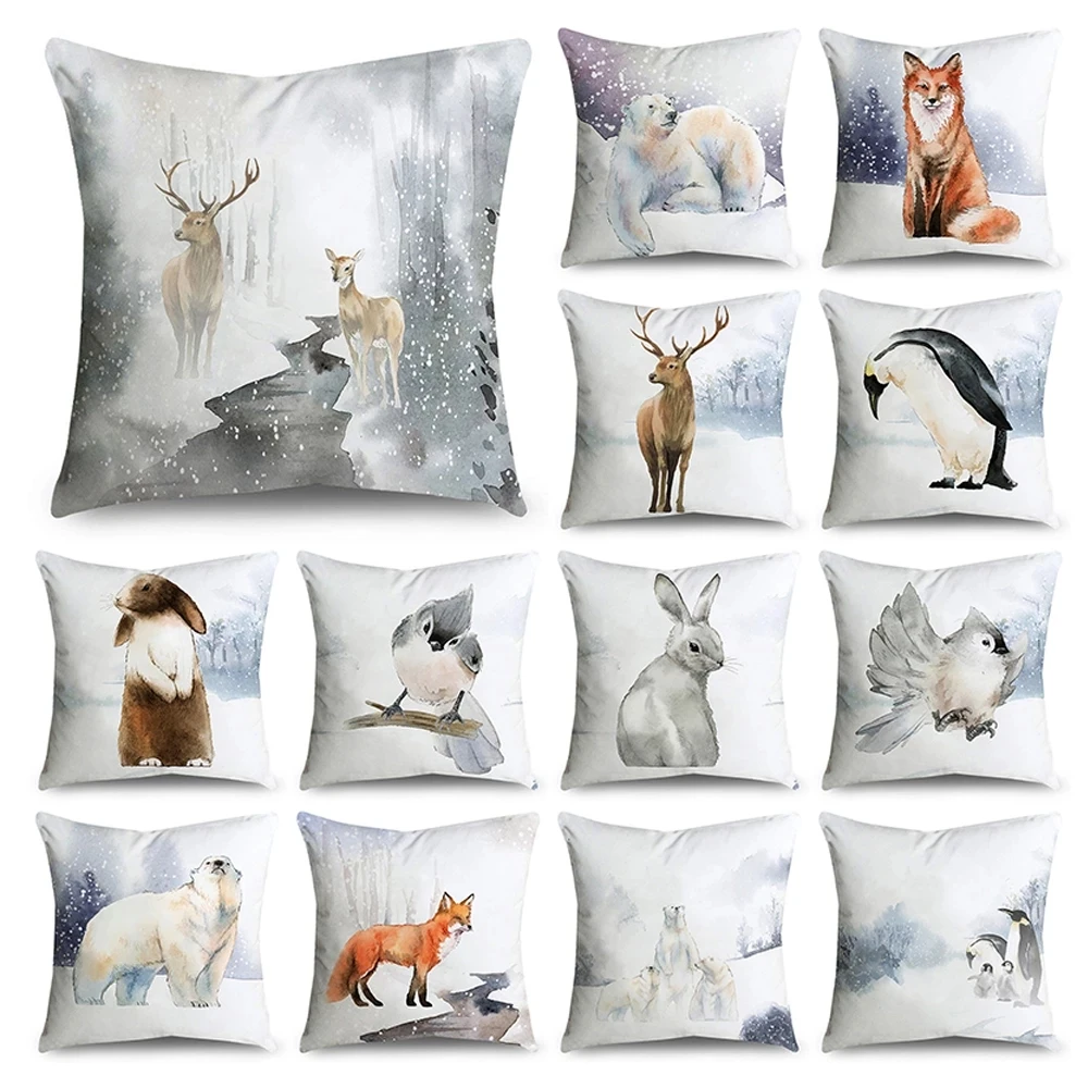 

Animal Deer Rabbit Penguin Luxury Throw Pillow Case Cushion Cover Home Living Room Decorative Pillows For Sofa Bed Car 45*45