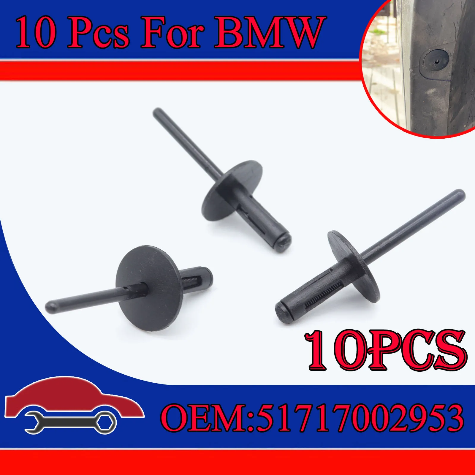 10X Per Bmw X1 X2 X3 X4 X5 X6 Ala Passaruota Trim Clip Di Fissaggio Plastica Pop Blind Riverts Minigonne Laterali Paraspruzzi Parafango
