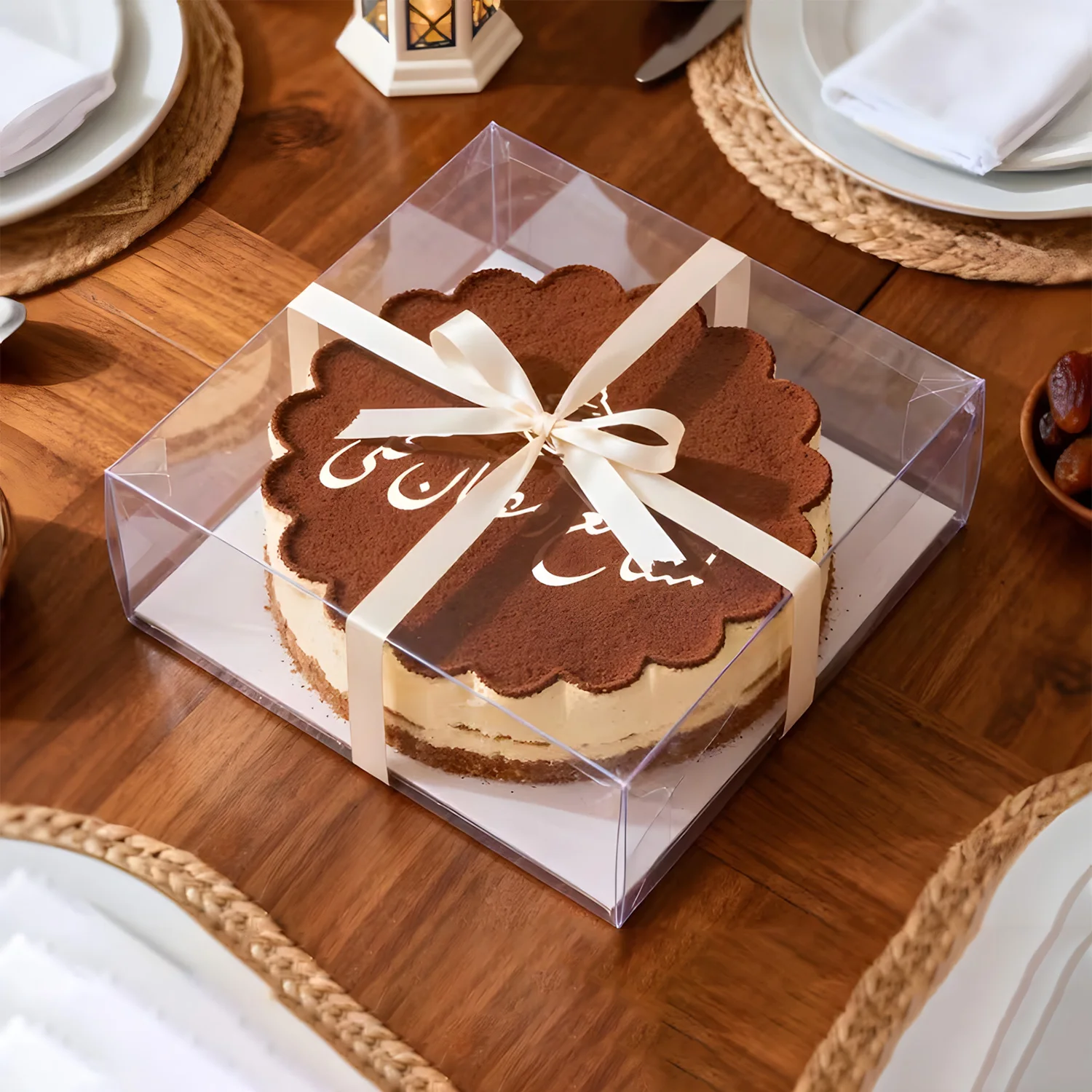 1 قطعة استنسل كعكة عربية عيد مبارك قالب أكريليك لتزيين تيراميسو رمضان عيد والحفلات الديكور للأطفال والكبار