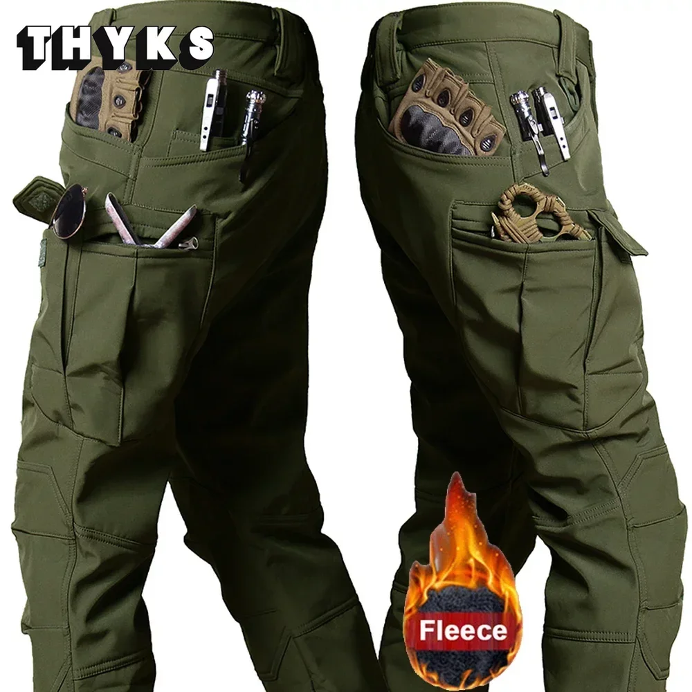 

Outdoor Windproof Waterproof Thick Tactical Trousers Winter Pants Men Softshell Fleece Warm Multi-pocket Work Camo 4XL