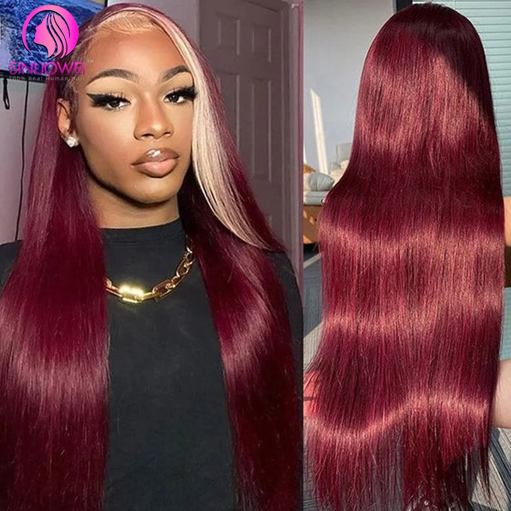 

Burgundy 99j Red With 613 Blonde Body Wave Lace Front Wigs 13x6 Lace Frontal Human Hair Highlight Wigs Pre Plucked For Women