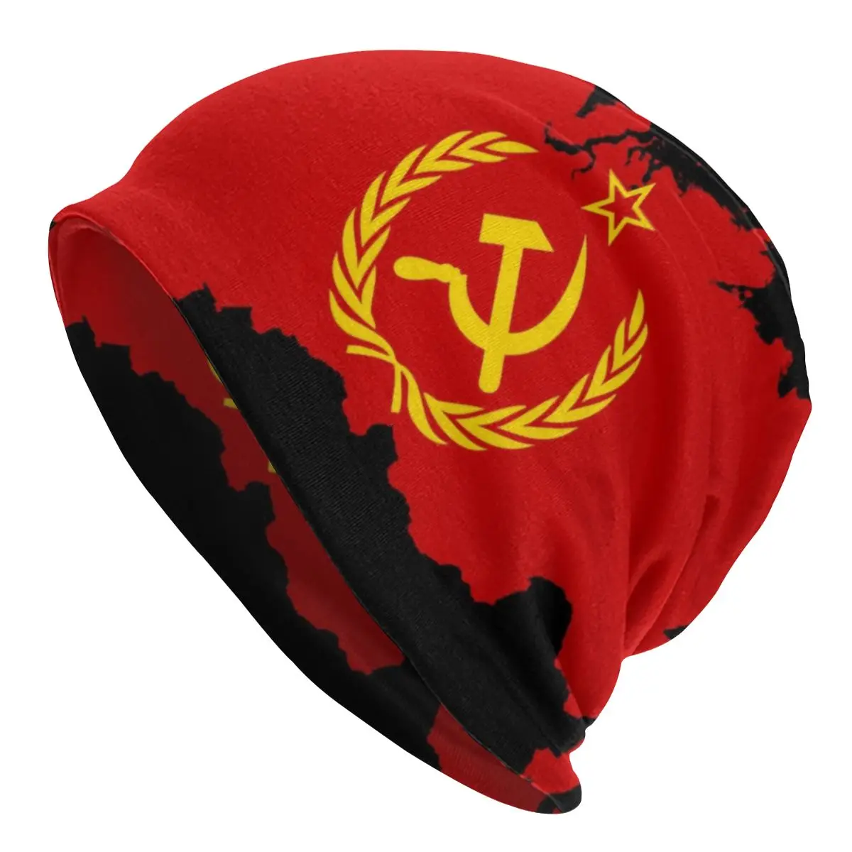 

Streetwear Winter Warm Women Men Knit Hat Adult USSR Soviet Union Socialism Flag Skullies Beanies Caps Russia CCCP Bonnet Hats