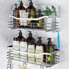 2 Pcs Rustproof Stainless Steel Bathroom Organizer with 5 Hooks,Large Capacity,No Drilling,Suitable for Bathroom Storage 1