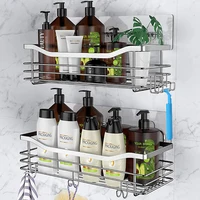 2 Pcs Rustproof Stainless Steel Bathroom Organizer with 5 Hooks,Large Capacity,No Drilling,Suitable for Bathroom Storage 1