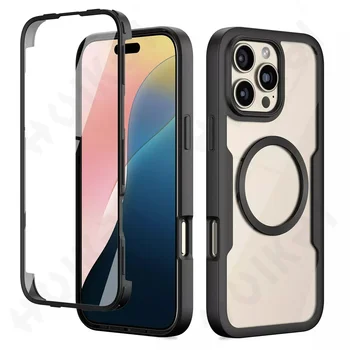 Case For iPhone 16 15 14 13 12 11 Pro Max Plus XS Max XR 8 7 Plus 360 Full Magsafe body Silicone Screen Protection Phone Cover