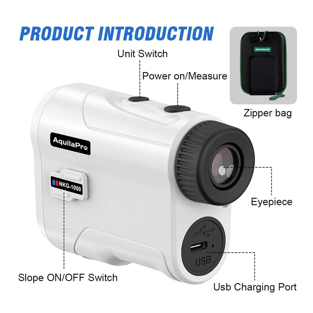 AquilaPro 650/1000Yards Golf Rangefinder with Flag Locking Vibration, 6X Magnifi