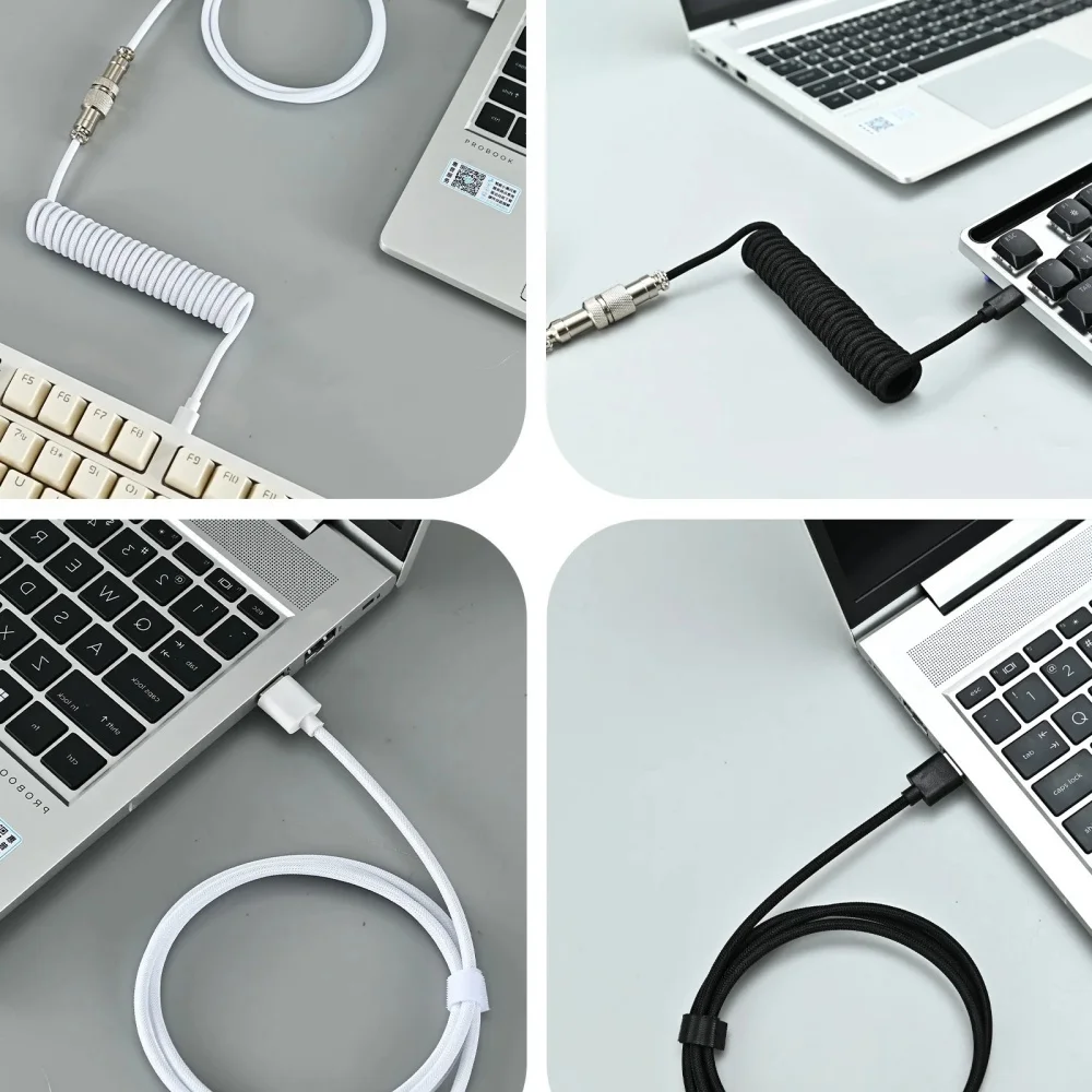 금속 유형 C 기계식 키보드 케이블 USB 스프링 와이어 에비에이터 데스크탑 컴퓨터 항공 커넥터 마카롱 색상 7가지 색상