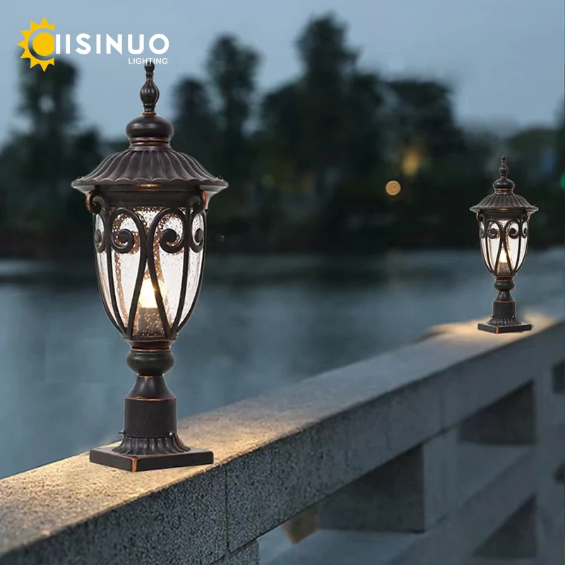 Outdoor Post Light Waterproof Pole Lantern Lighting Fixtures E27 Anti Rust Aluminum Street Lamp for Garden walkway Patio Pathway 2