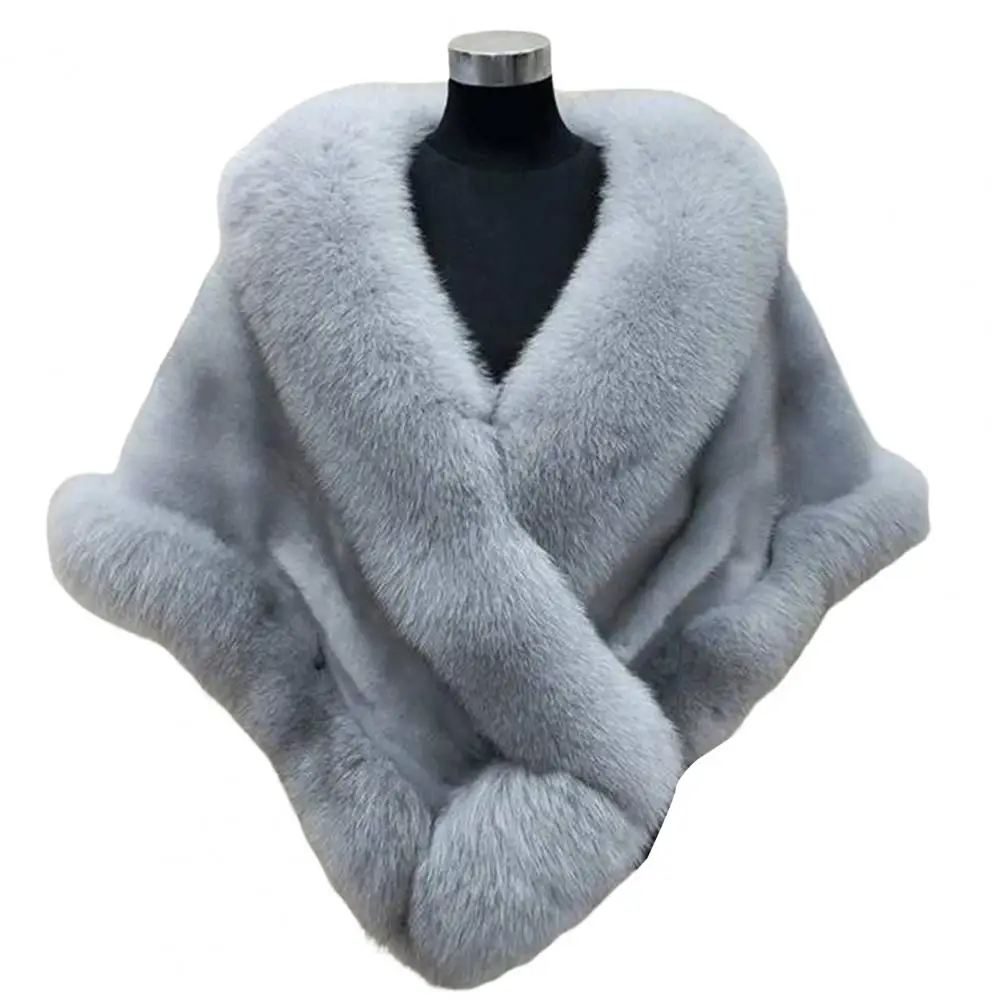 

Fashion Dress Shawl Comfy Faux Fur Shawl Fine Touch Lady Wedding Dress Cape Warm Poncho Coldproof