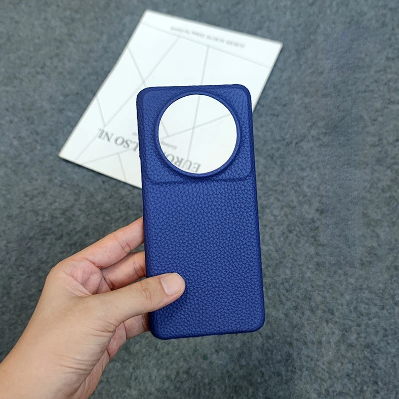 

genuine leather Material Handmade luxury Phone case Xiaomi Mi 12S Ultra case Vintage style Hard cover BLUE