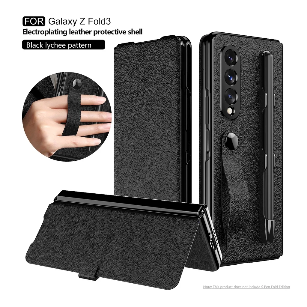 

Étui en cuir de luxe pour Samsung Galaxy Z Fold3, 5G, amovible, avec fente pour stylo S, support, étui Fold3, W22