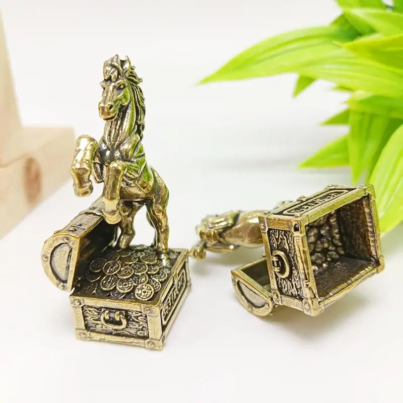 1Pcs Zodiac Horse Statue Ornament Gifts Brass Horse Feng Shui Horse Figurine Miniatures Crafts Office Home Decor Accessory