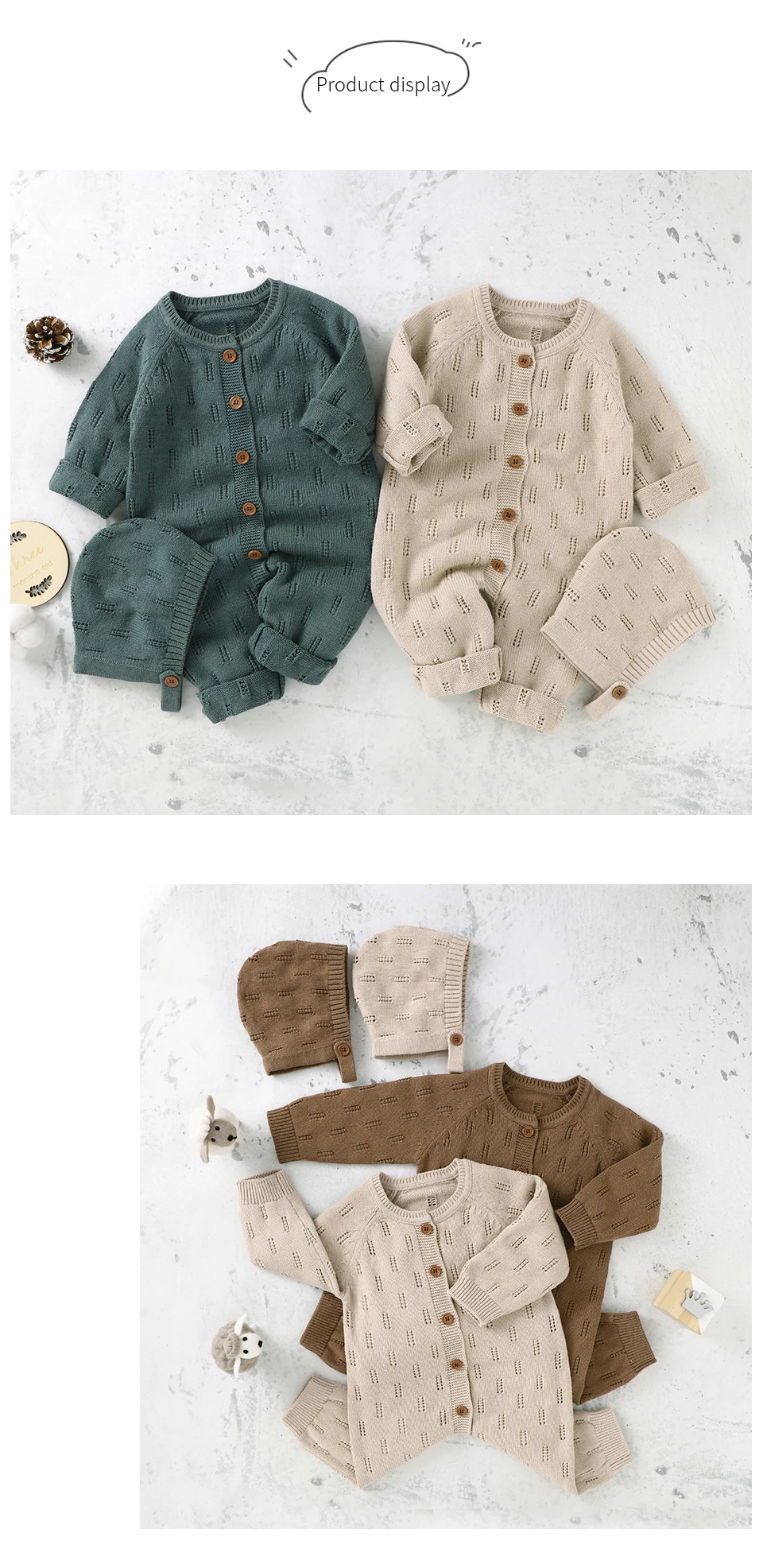 Macacão do Bebê Conjuntos de Roupas para a Criança Recém-nascido Meninos Meninas Macacões Chapéus 2 Pçs Infantil Menino Menina Sólido Algodão Outfits Playsuit 0-18m 10 chapéus 2 pçs conjuntos de roupas para