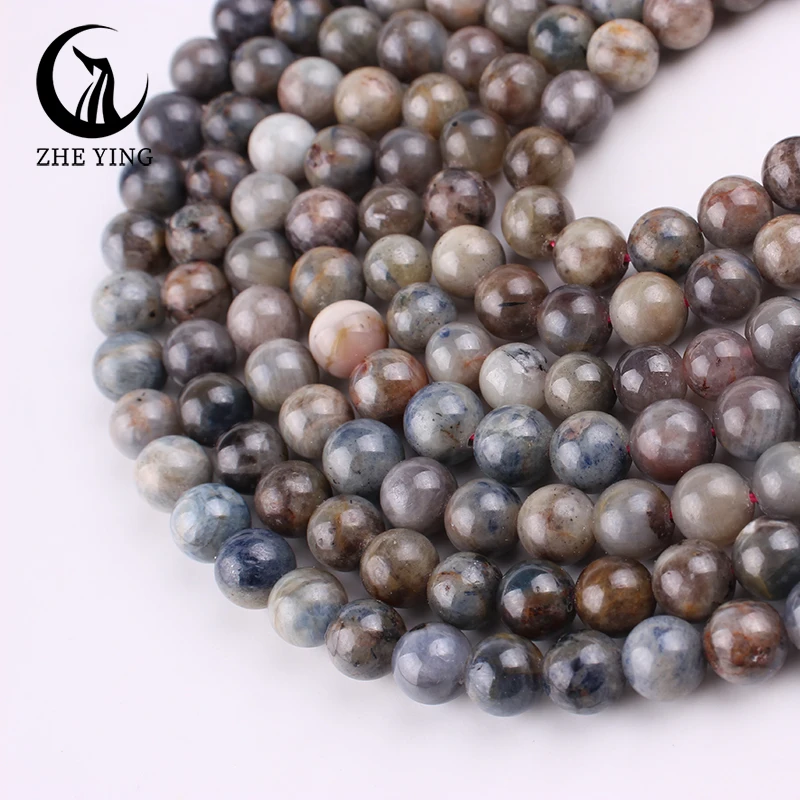 Zhe Ying Genuine Myanmar Sapphire Gemstone Beads Round Loose Natural Stone Beads for Jewelry Making Diy Accessories