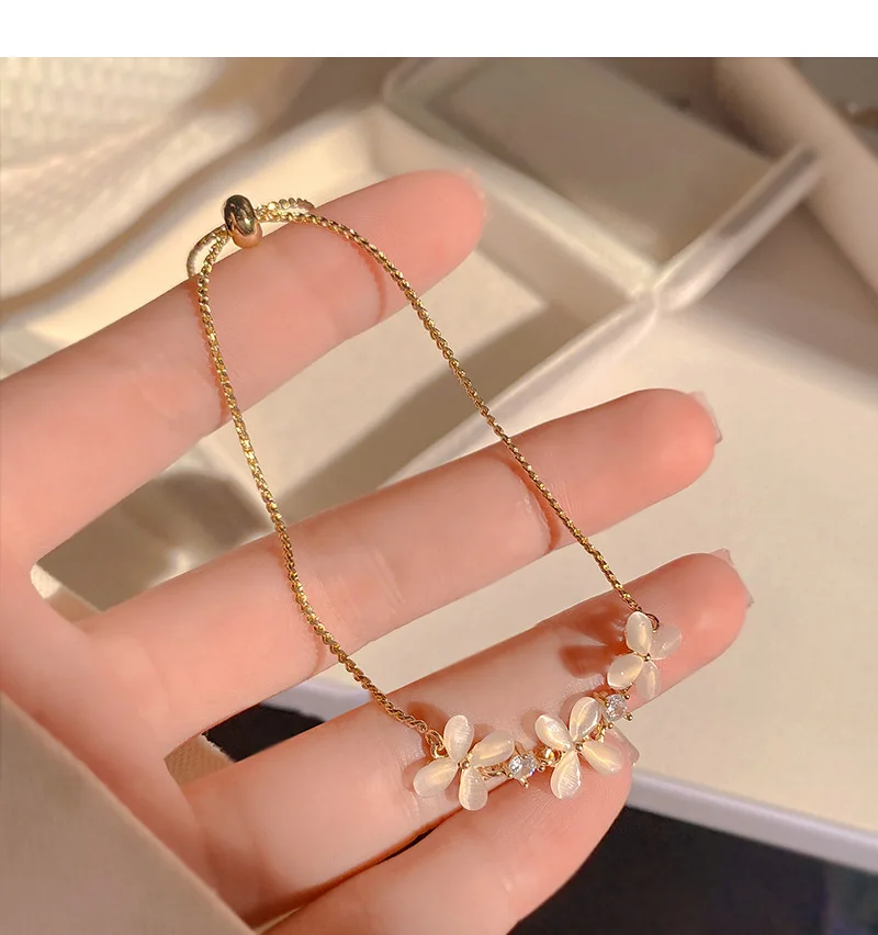 Buy Nia Creations rosegold plated stainless steel stylish four leaf clover  bracelet white black for girls and women at