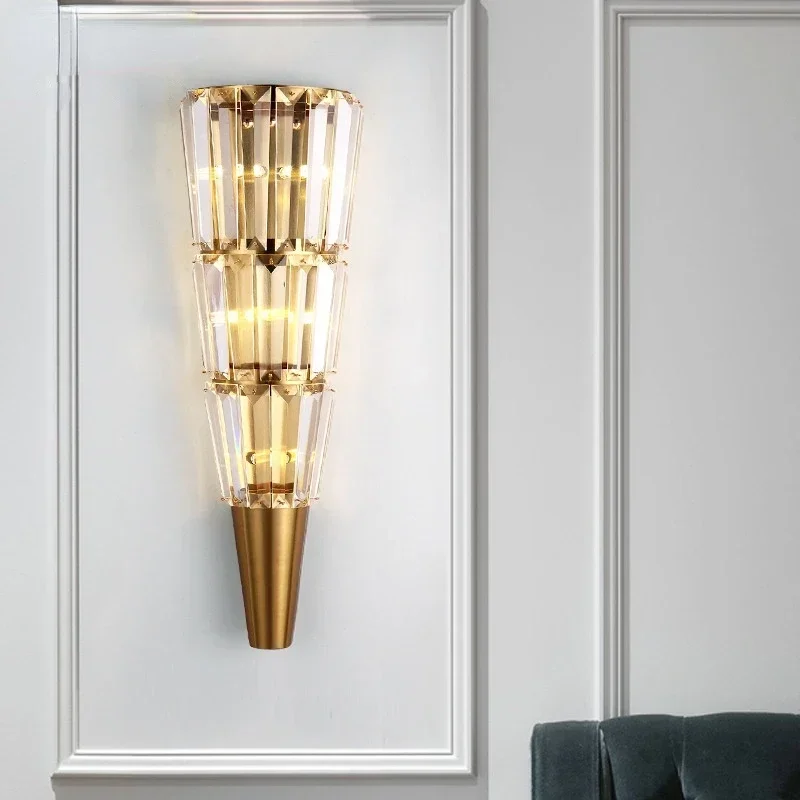 

LED Crystal Wall Light Modern Living Room Background Wall Decoration Corridor Aisle Lighting Bedroom Bedside Wall Sconce Lamp