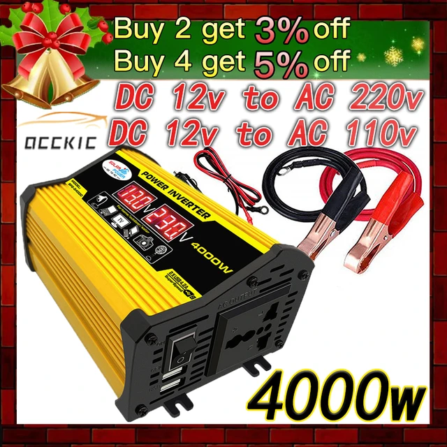 12V Dc 220V Ac Car Power Inverter-4000W Car Power 12V 110/220V Presión  Digital - Aliexpress