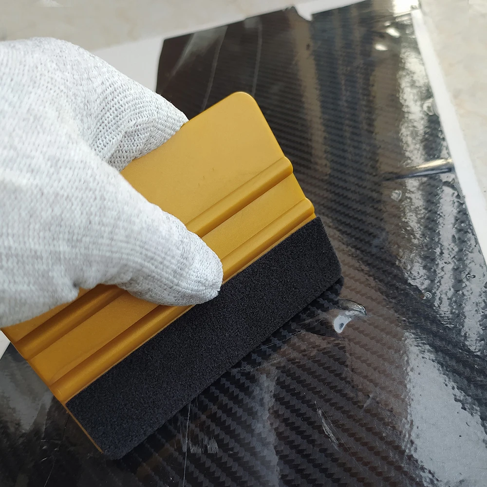 5PCS Gold Plastic vinyl squeegee window tinting squeegee automotive film tools Squeegee with Black Fabric Edge Bubble Clean Scraper Vinyl Wrap Tools A62F