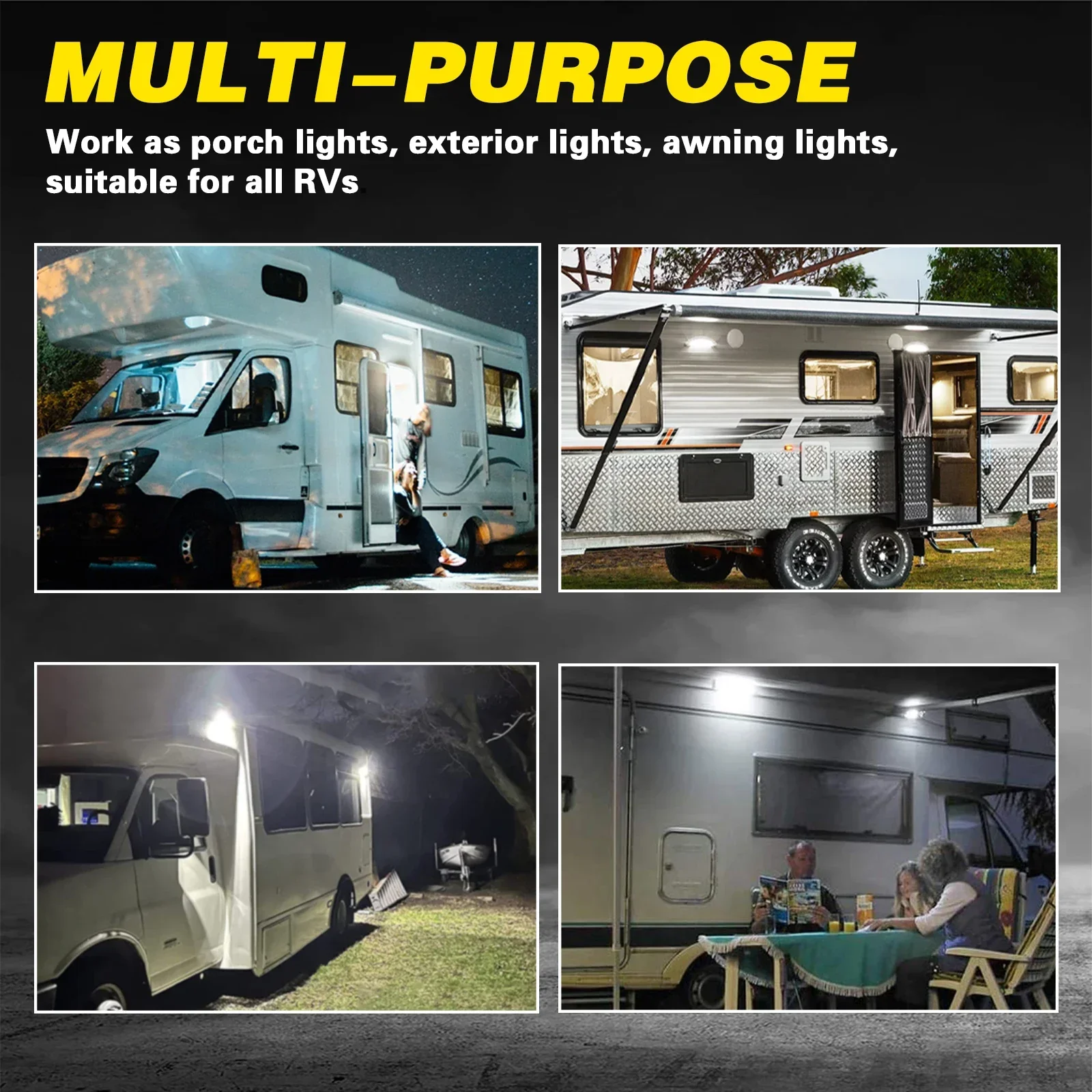 2x RV Exterior LED Porch Utility Light 12V 750 Lumen Awning Lights Lighting LED Porch Lights for Most RVs Trailers Campers