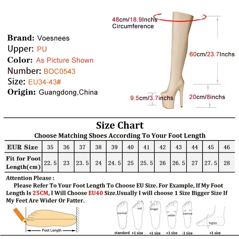 Exotic Pole Dance Boots Ladies Thick Sole Thin High Heels Thigh High Winter Shoes 20CM/8Inch Over Knee Platform Boots For Women
