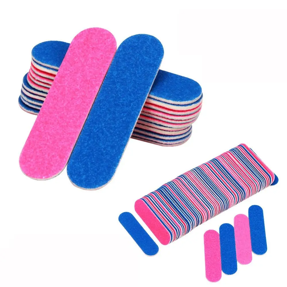 100 pcs Blue Wood Chip Nail File Single-use Rose Red Sandpaper Nail File Rough Surface Smoothing Disposable Nail Files