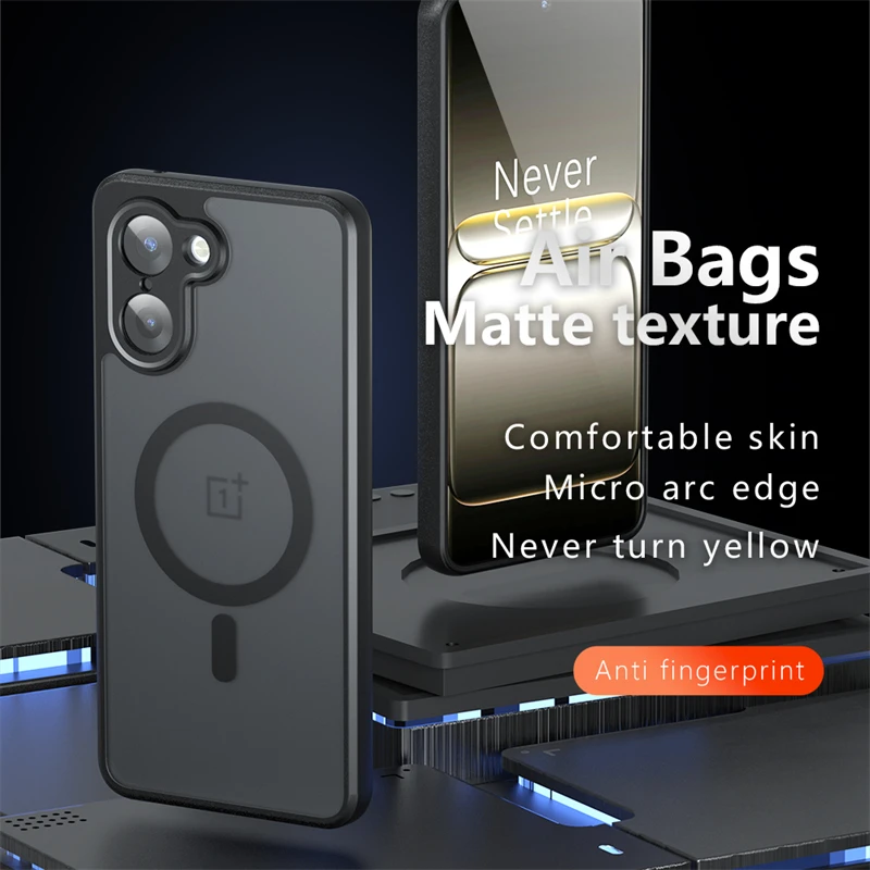 Magnetic MagSafe Matte Transparent Phone Case with Acrylic Bumper