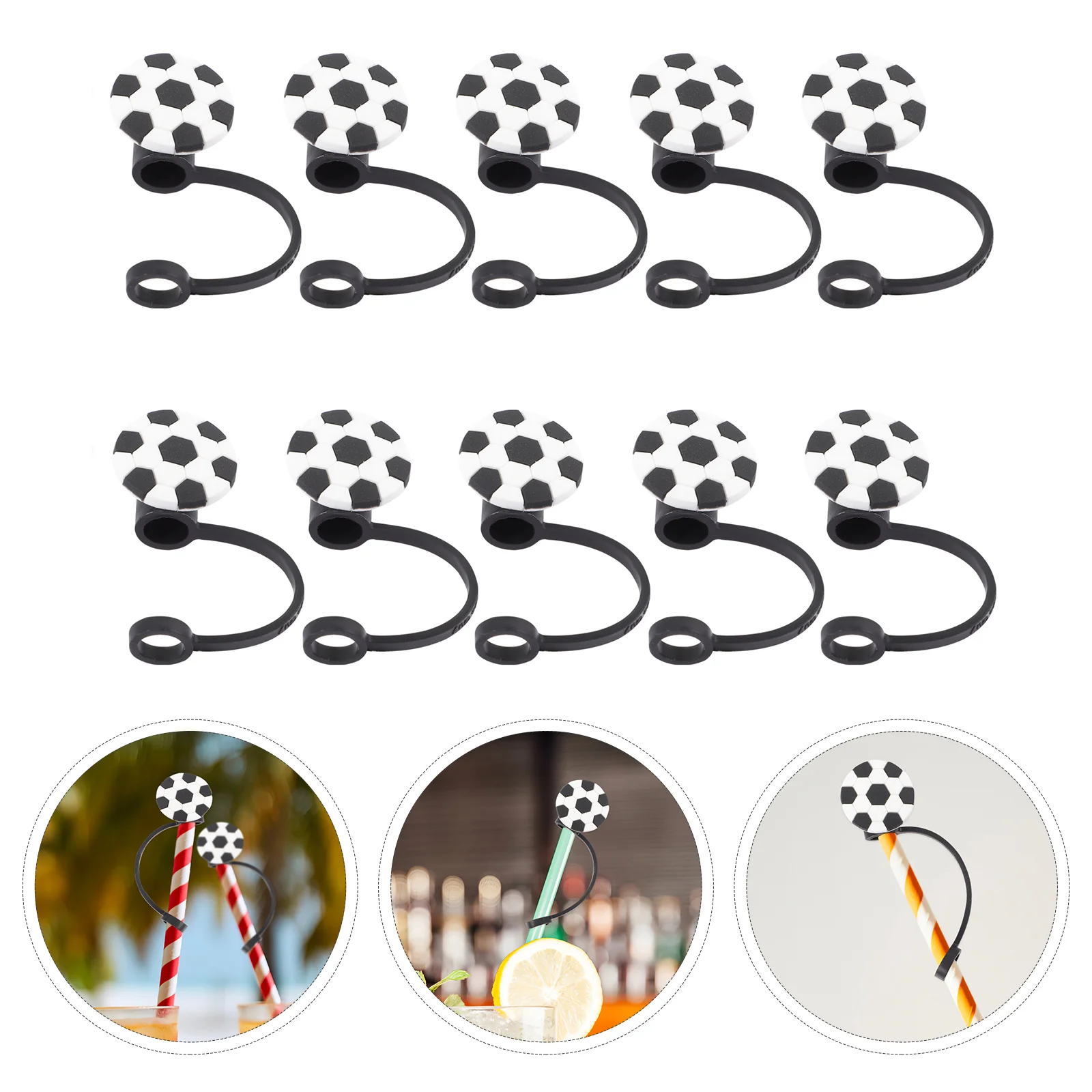 

Silicone Straw Cover Sport Pattern Straw Topper Reusable Straw Plugs Drinking Straw Lids Straw Tip Cap Sports Lovers Party