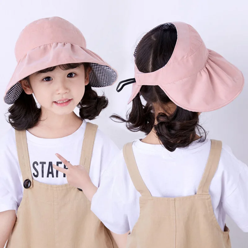 

Kids Bucket Hat For Toddler Boys Girls Reversible Women Outdoor Beach Fisherman Hats Double-sided Child-Parents Sun Cap
