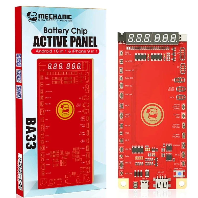 

MECHANIC BA33 Battery Activation board for iPhone 5-13 Pro Max Samsung Xiaomi HUAWEI Circuit Board Charging Tester Power cord