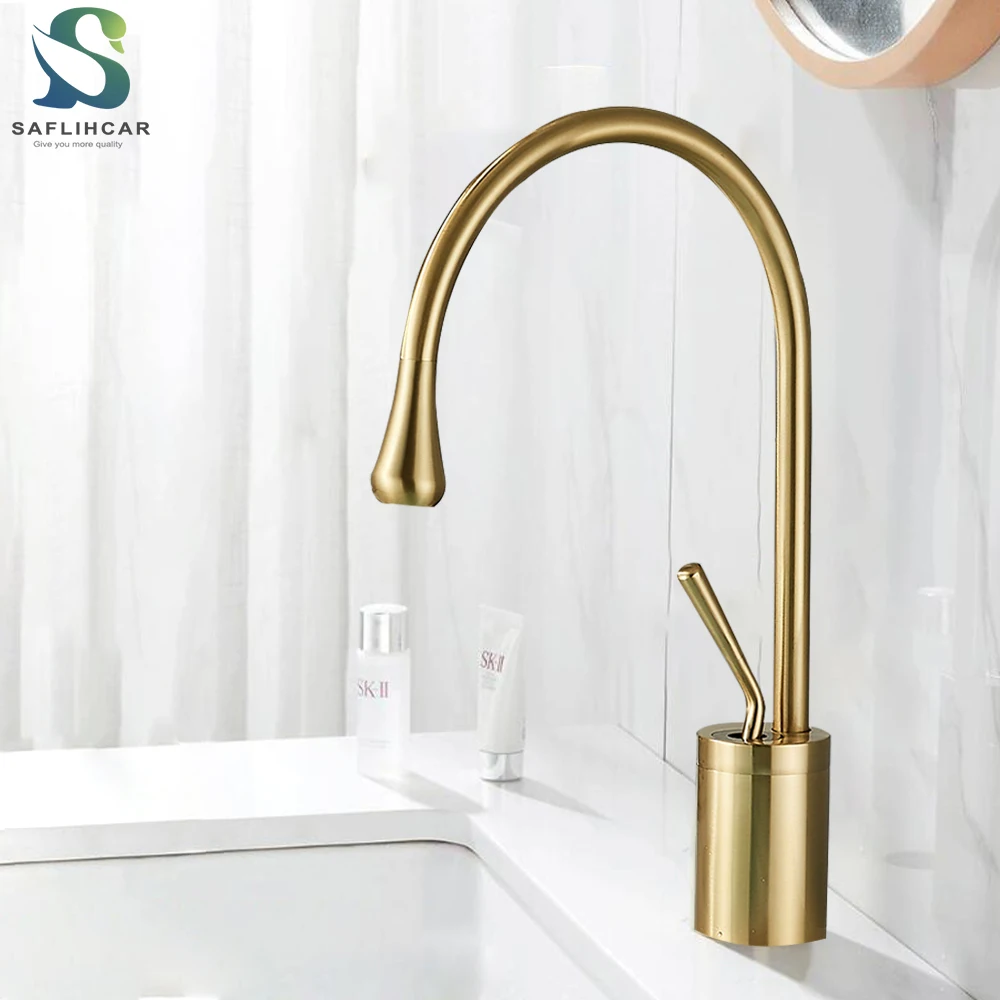Basin Faucet Modern Deck Mounted Basin Sink Tap Mixer Hot & Cold Brass Tap For Bathroom