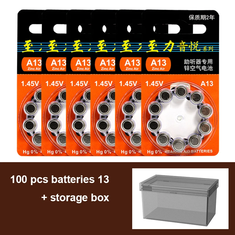 100xZenipowerHearingAidBatteries13a1313ap13PR48HighPower