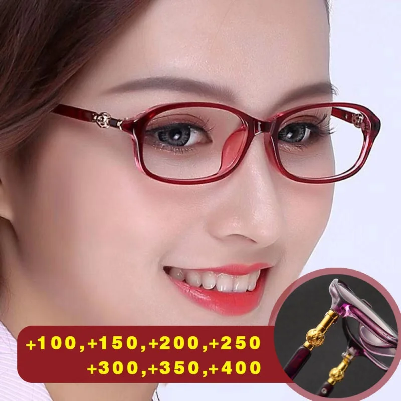 +100~+400 New ladies' delicate Anti blue light Reading Glasses Fashion Small Square Presbyopic Glasses