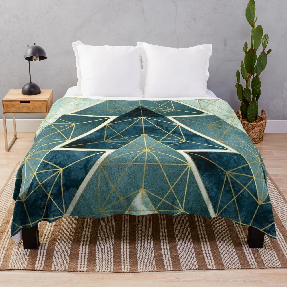 

Geometric Excellence in Teal Throw Blanket Blanket Luxury Winter bed blankets