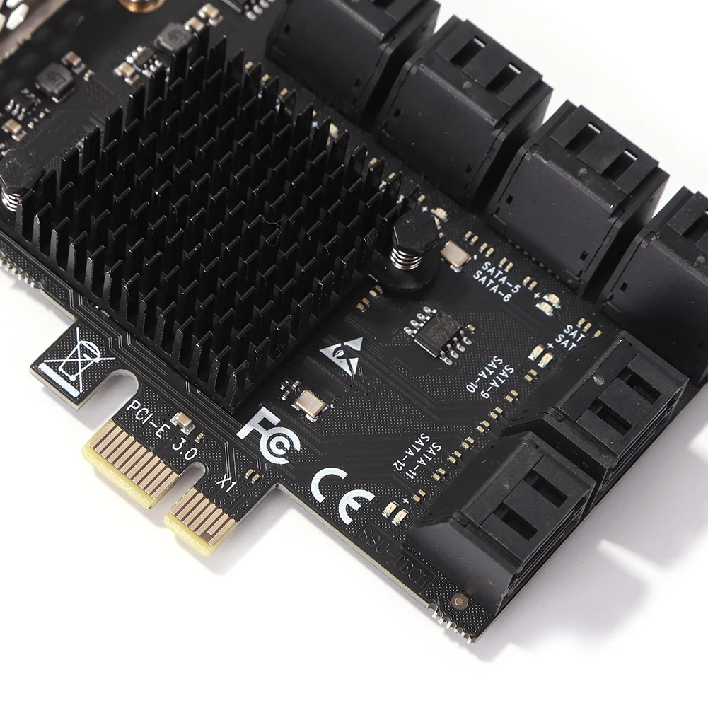 PCI-Express X1 to SATA 3.0 Expansion Card Controller Adapter Riser Expansion Card SA3112J PCIE Adapter 12 Port 6Gbps