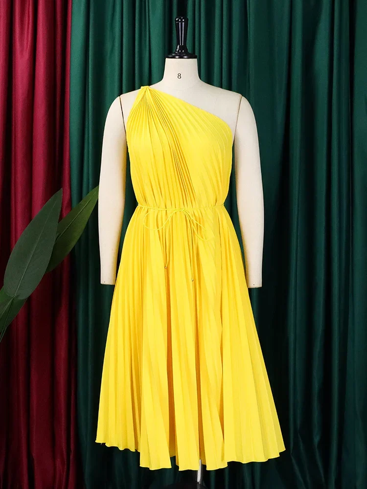 Wmstar Dresses for Women Party Single Sleeve Sweet Elegant Midi Dress New Summer Clothes Wholesale Dropshipping with Bandage