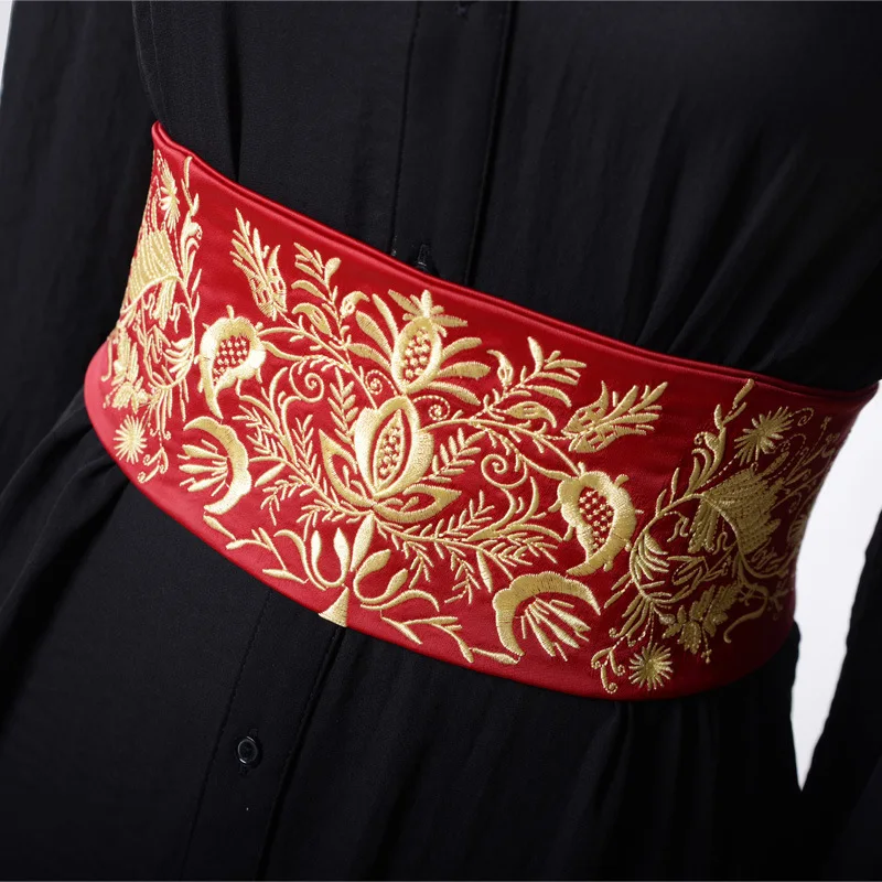 Пояс-кимоно с вышивкой в японском ретро-стиле, широкий регулируемый пояс-пояс, юката, украшение для платья пояс для кимоно bjj legenda black a2