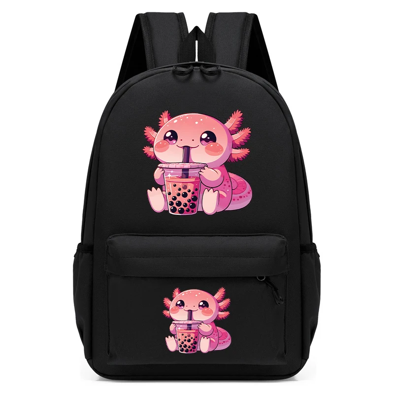 

Детский школьный ранец с котенком Kawaii Axolotl пузырьковый чай Boba Axolotl рюкзак для детского сада рюкзак обратно в школу Аниме Сумка для книг
