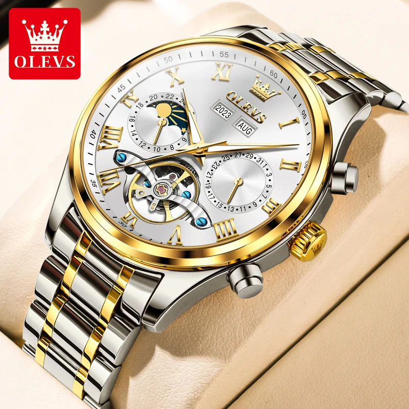 

OLEVS 7005 Luxury Fashion Relojes Hombre Montre Homme Wrist Watch Skeleton Skeleton Automatic Movements Mechanical Watch